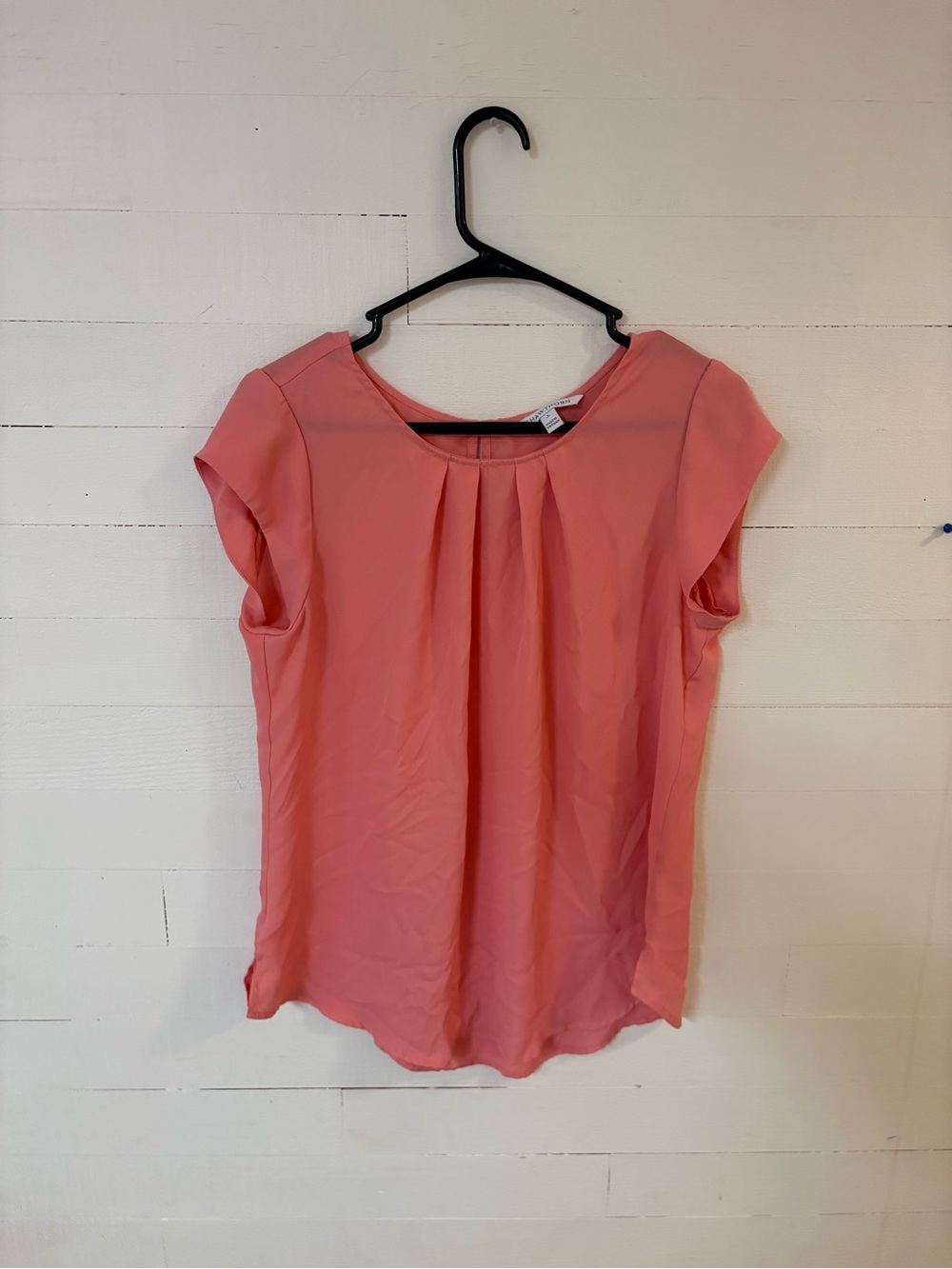 41 Hawthorn Womens Large Coral Pink Pleated Cap Sleeve Blouse